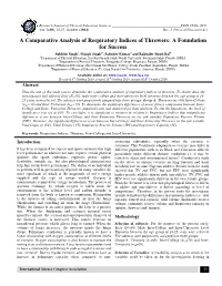 A Comparative Analysis of Respiratory Indices of Throwers: a Foundation