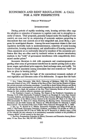 Economics and Rent Regulation: a Call for a New Perspective