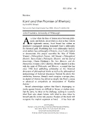 Kant and the Promise of Rhetoric by Scott R
