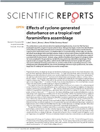Effects of Cyclone-Generated Disturbance on a Tropical Reef Foraminifera Assemblage Received: 12 November 2015 Luke C
