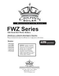 FWZ Series Boiler Is a Cast Iron Oil-Fired Water Boiler Designed for Use in Closed Forced Circulation Heating Systems
