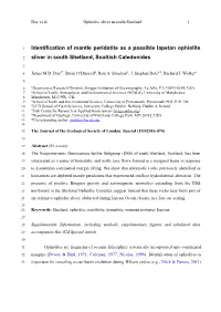 Identification of Mantle Peridotite As a Possible Iapetan Ophiolite Sliver In