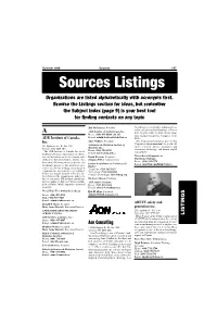 Sources Listings Organizations Are Listed Alphabetically with Acronyms First
