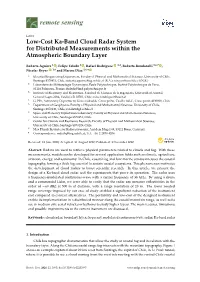 Low-Cost Ka-Band Cloud Radar System for Distributed Measurements Within the Atmospheric Boundary Layer
