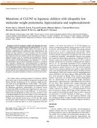 Mutations of CLCN5 in Japanese Children with Idiopathic Low Molecular Weight Proteinuria, Hypercalciuria and Nephrocalcinosis