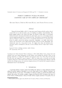 Parent Company Puzzle in Japan: Another Case of the Limits of Arbitrage＊