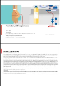Plasma-Derived Therapies Basics