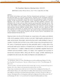 The Transatlantic Migration of Sporting Labour, 1920-1939