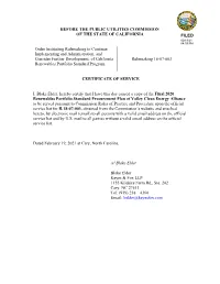 Before the Public Utilities Commission of the State Of