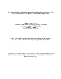 Determinants of Land Allocation in a Multi-Crop Farming System: an Application of the Fractional Multinomial Logit Model to Agricultural Households in Mali