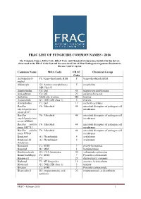 Frac List of Fungicide Common Names - 2016