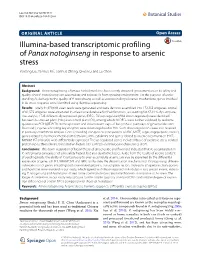 Illumina-Based Transcriptomic Profiling of Panax Notoginseng in Response