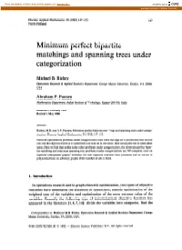 Minimum Perfect Bipartite Matchings and Spanning Trees Under Categorization
