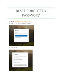 Reset Forgotten Password with Office365