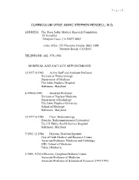 Curriculum Vitae: Marc Stephen Rendell, Md