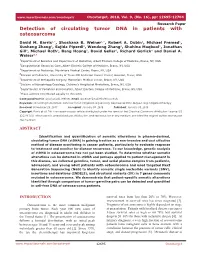 Detection of Circulating Tumor DNA in Patients with Osteosarcoma
