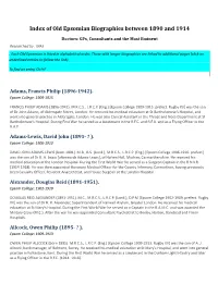 Index of Old Epsomian Biographies Between 1890 and 1914