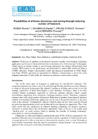 Possibilities of Airframe Structures Cost Saving Through Reducing Number of Fasteners