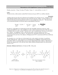 1 Experiment 6 Determination of the Equilibrium Constant For