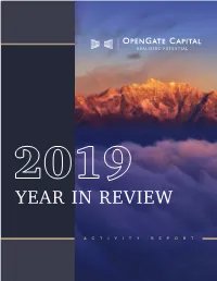 2019 Year in Review Activity Report January 16, 2020