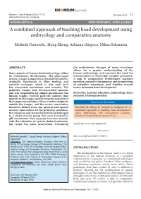 A Combined Approach of Teaching Head Development Using Embryology and Comparative Anatomy
