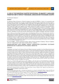 A Look at the European Charter for Regional Or Minority Languages from the Point of View of the Basque Language and the Basque Country