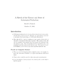 A Sketch of the History and State of Automated Deduction