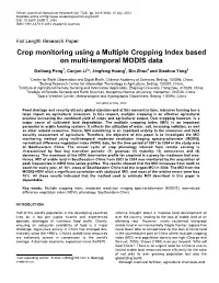 Crop Monitoring Using a Multiple Cropping Index Based on Multi-Temporal MODIS Data