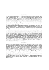 FOREWORD the Attached Paper Appeared As Part of a Workshop Session of Tutorial Lectures Held at the PRO- TEXT I Conference in Late 1984