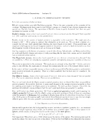 Math 3329-Uniform Geometries — Lecture 13 1. a Model for Spherical