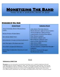 Monetizing the Band “How to Be a Working Band in 2010”