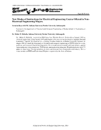 New Modes of Instructions for Electrical Engineering Course Offered to Non- Electrical Engineering Majors