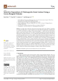 Selective Separation of Chalcopyrite from Galena Using a Green Reagent Scheme