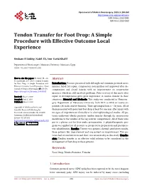Tendon Transfer for Foot Drop: a Simple Procedure with Effective Outcome Local Experience