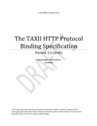 The TAXII HTTP Protocol Binding Specification Version 1.0 (Draft)
