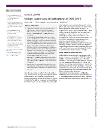 Virology, Transmission, and Pathogenesis of SARS-Cov-2