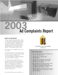 Ad Complaints Report