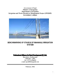 Benchmarking of Stage-Ii of Mahakali Irrigation System