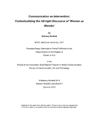 Communication As Intervention: Contextualizing the Alt-Right Discourse of ‘Women As Wombs’