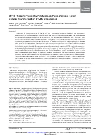 Eif4b Phosphorylation by Pim Kinases Plays a Critical Role in Cellular Transformation by Abl Oncogenes