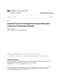 Fossil Fish Fauna from the Uppermost Graneros Shale (Upper Cretaceous) in Southeastern Nebraska
