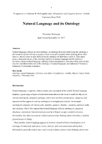 Natural Language and Its Ontology