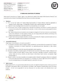 Sf Terms and Conditions of Carriage