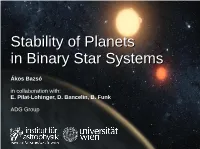 Stability of Planets in Binary Star Systems