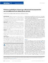Ultrasound Measurements Are Not Different from Infants Born at Term