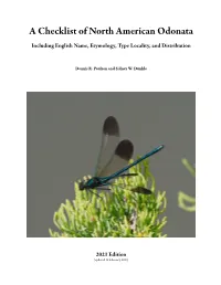 A Checklist of North American Odonata, 2021 1 Each Species Entry in the Checklist Is a Paragraph In- Table 2