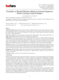Examples of Mental Mistakes Made by Systems Engineers While Creating Tradeoff Studies