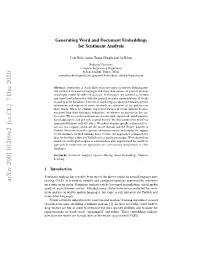 Generating Word and Document Embeddings for Sentiment Analysis