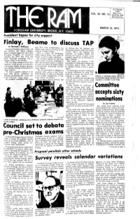 Nominations Support the Plan." in Addition, He Noted, TAP Has Gained by Joe Gunset Support from the State University of New Rev