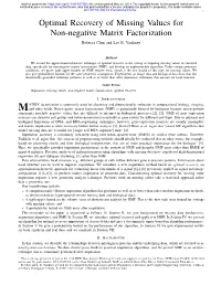 Optimal Recovery of Missing Values for Non-Negative Matrix Factorization Rebecca Chen and Lav R